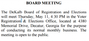 May Elections Board Meeting Notice